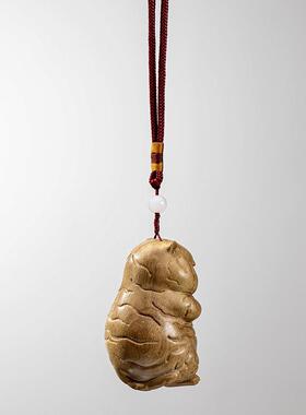 新款直销金丝楠胖虎手把件车挂吊坠男士随身小摆件木雕工艺品