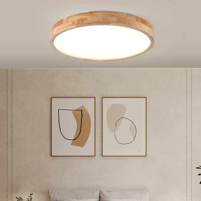 实木灯具客厅卧室吸顶灯led现代北欧榻榻米书房日式简约灯灯圆形