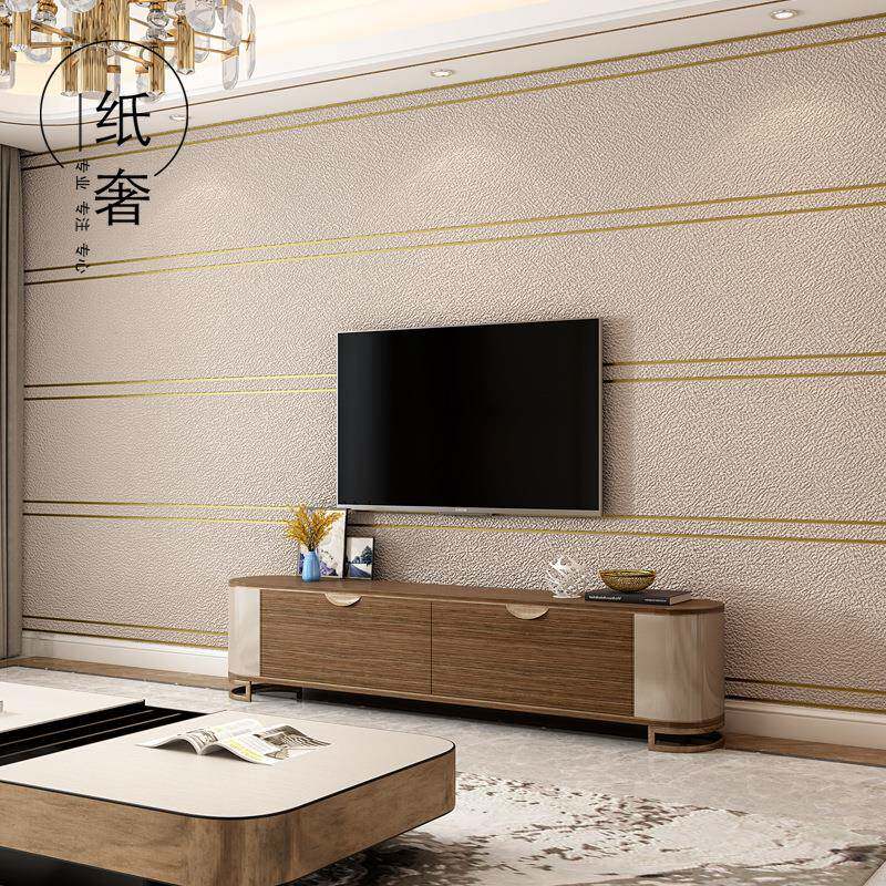 深色鹿皮绒墙纸咖啡色现代简约5D立体电视背景墙客厅主卧加厚壁纸