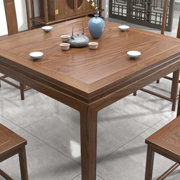 掼蛋专用桌八仙桌实木正方形棋牌桌椅组合四方家用新中式方桌餐桌