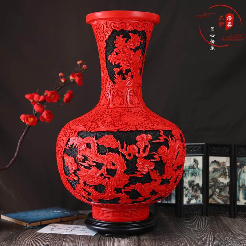 漆雕花瓶中国特色工艺品扬州特色旅游工艺品婚庆用品20寸蒜头瓶