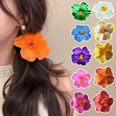 Flower Hair Clips Hawaiian Plumeria Hibiscus Flowers Barrett