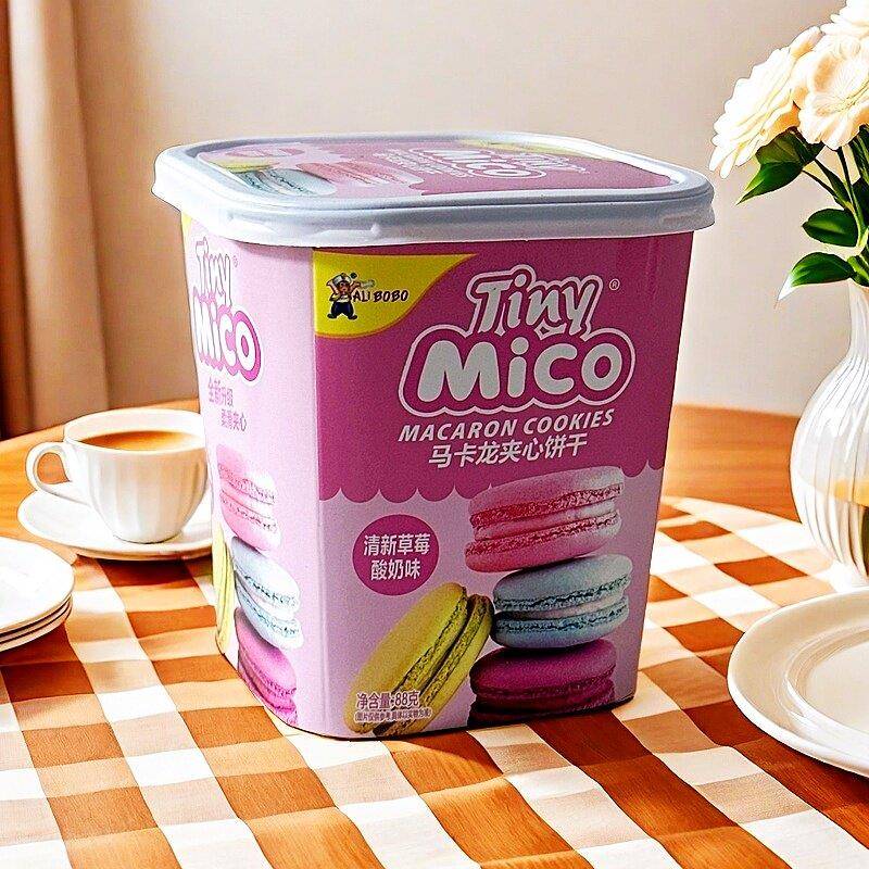 Mico马卡龙饼干三明治奶油草莓综合口味迷你流行小吃88g
