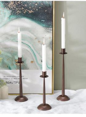 美式复古铁艺烛台 做旧气氛布置摆件民宿影楼蜡烛杯道具装饰