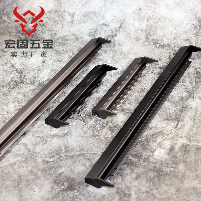 意式嵌入式抽屉衣柜门把手轻奢黑色加厚25板开槽橱柜门钓鱼拉手