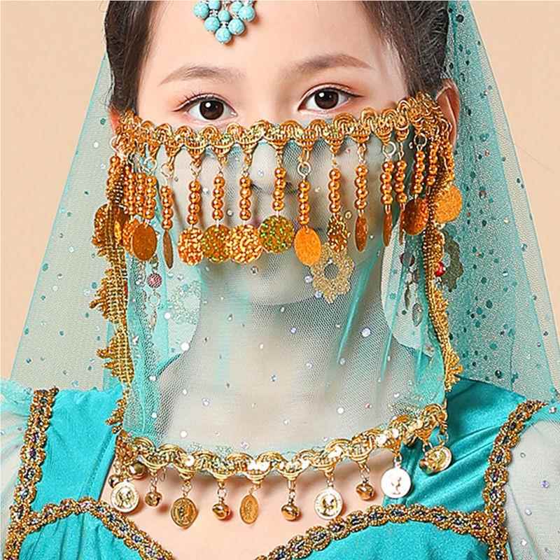舞女儿童肚皮面脸纱异域公主BTK面纱西域风情舞蹈遮脸古风汉服仙