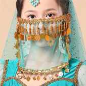 舞女儿童肚皮面脸纱异域公主BTK面纱西域风情舞蹈遮脸古风汉服仙