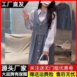 法式复古提花牛仔背带裙女春夏季时尚减龄宽松显瘦无袖背心连衣裙