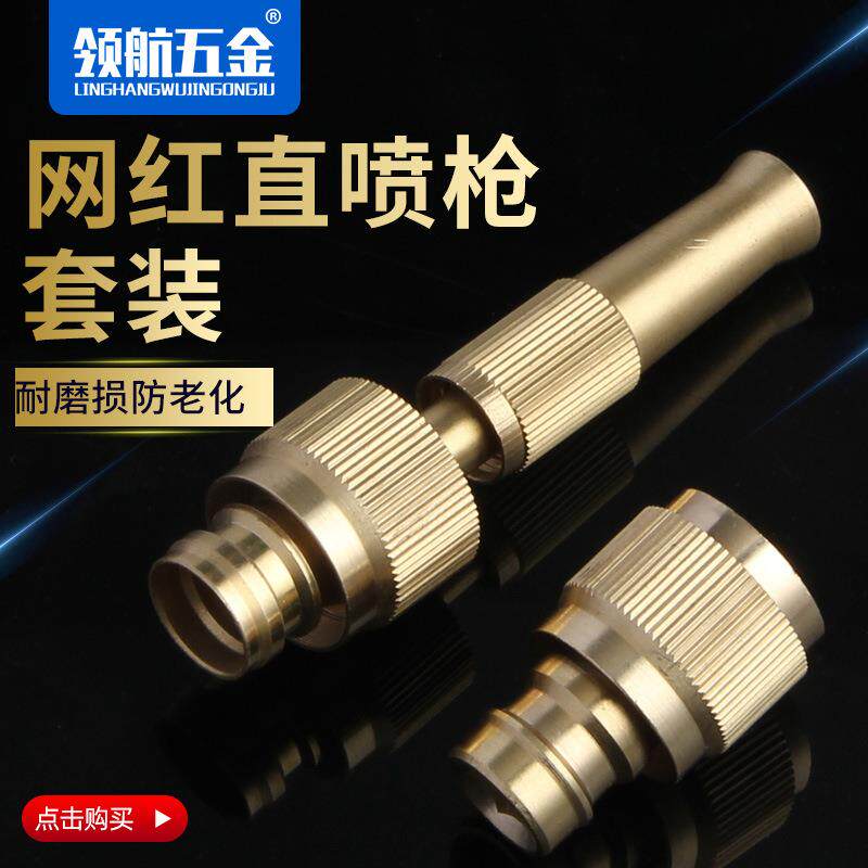 厂家网红16蛇皮管铜高压直喷水枪接头2件套5分管洗车浇花喷头套装