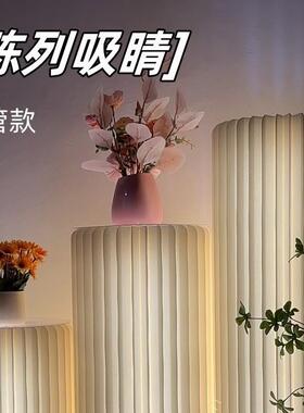 中岛直播摆件展示台发光罗马柱底座带灯产品圆柱陈列橱窗模特展台