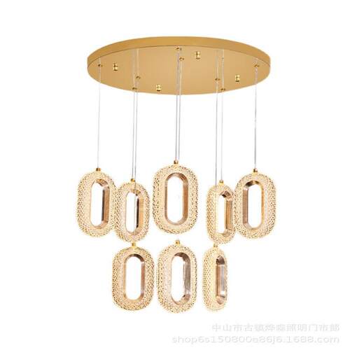 楼梯吊灯现代简约别墅复式楼中空loft旋转楼梯间极简超长方框灯具