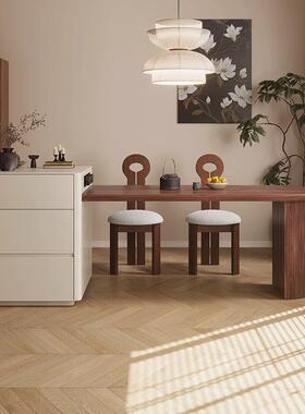 中全古可风岩板岛台加餐桌一体家用伸胡缩桃色餐厅实木多功CXU能