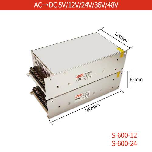 LED开关电源12V50A室内ledS-600-12直流稳压12V恒压恒压直流电源