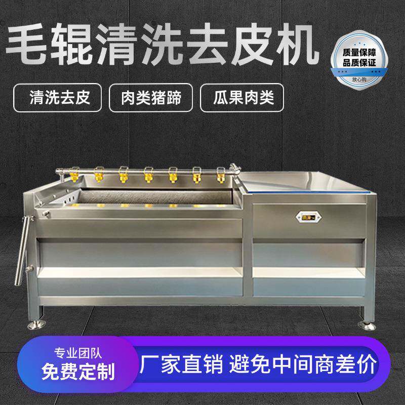 毛辊清洗机生姜去皮莲藕土豆去皮猪蹄肉类清洗去皮自动清洗去皮机