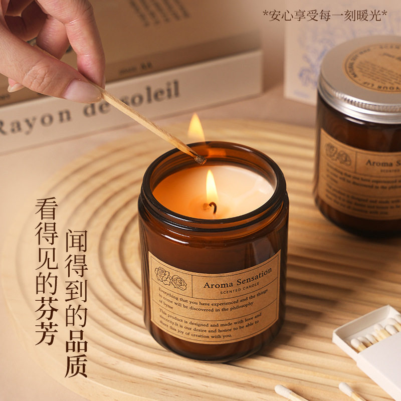 玻璃杯伴手礼跨境茶色香薰蜡片