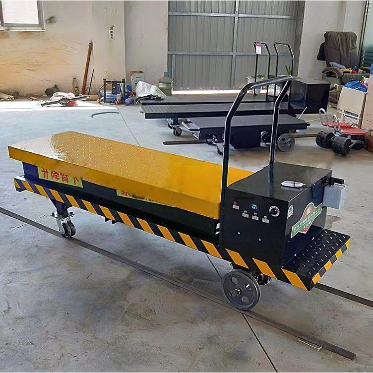 温室轨道重型采摘车 液压升降机 固定升降台移动小型电动平板车