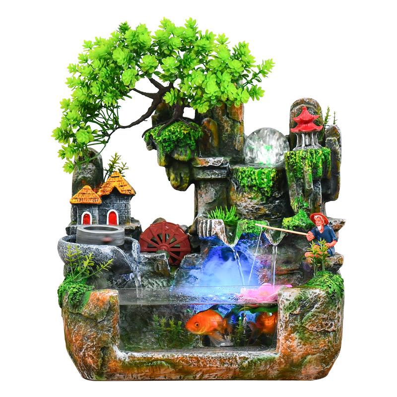新款假山流水器植物插树款广告促销节日礼品欧式北美外贸代销2018