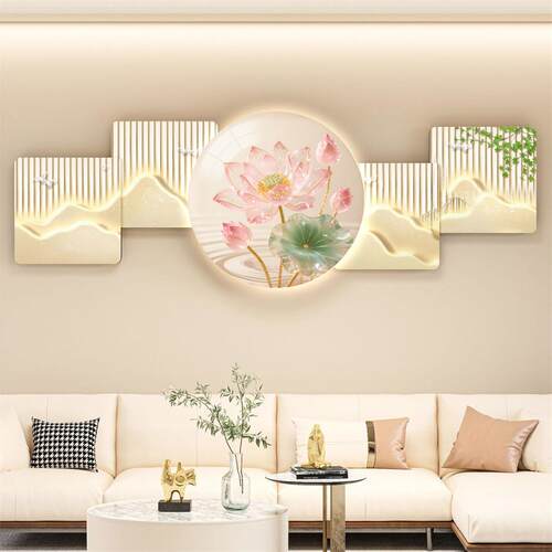 现代轻奢客厅装饰画简约高级感沙发背景墙立体发光壁饰led壁灯画