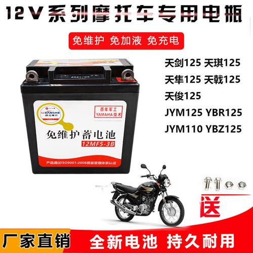 适用机车电瓶建设YAMAHAYBR125天剑JYM125天俊天戟天琪劲傲电池