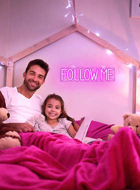 厂家直销英文发光字FOLLOW ME霓虹灯室内装饰氛围灯网红街灯牌