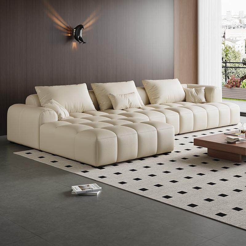 政府补贴意式极简贵妃L形猫抓皮沙发网红客厅新款简约布沙发