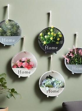 网红美式铁艺挂墙壁挂花盆花篮墙挂壁饰挂件客厅电视卧室墙装饰品