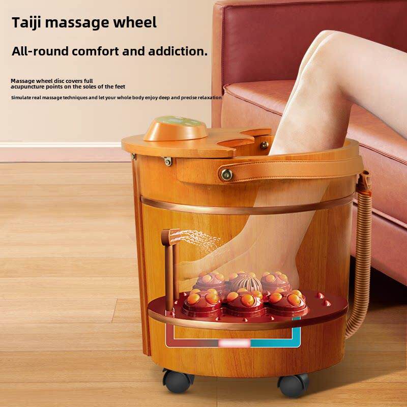 皇家之星足浴桶木桶电动按摩足浴家用全自动加热恒温橡木洗脚插件