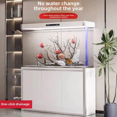超白玻璃鱼缸底部过滤客厅大、中、小户下过滤龙鱼鱼缸生态水免换