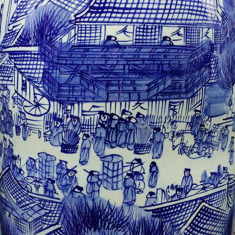 清明上河图摆件景德镇花瓶 礼品落地室外大陶瓷陶瓷手绘开业花瓶