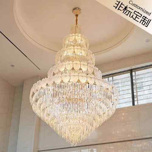 星匠复式楼梯大吊灯LED别墅客厅水晶大吊灯大气酒楼会所楼梯吊灯