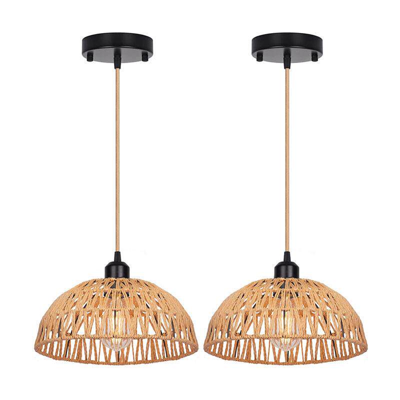 藤制吊灯波西米亚风格的吊灯篮子编织的圆顶厨房岛客厅餐厅吊灯
