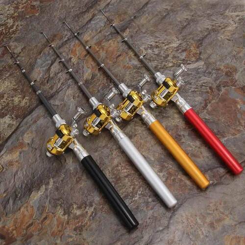 Outdoor Fishing Rods with Reel Wheel Mini Pocket Fishing Pol