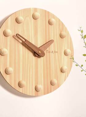 创意简约石英钟免打孔木制挂钟家居客厅日式装饰时钟Clock