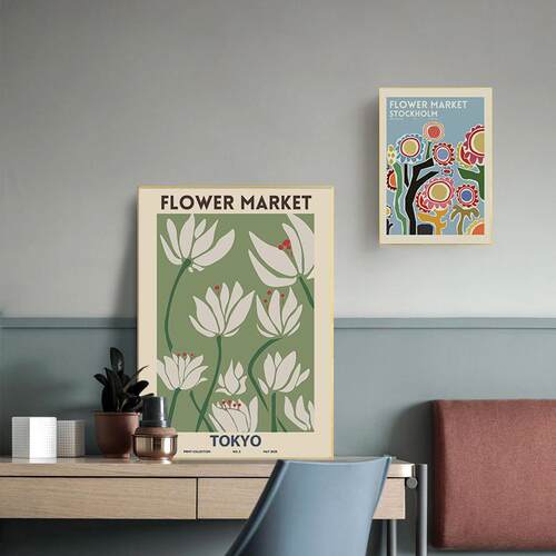 北欧现代flower客厅装饰画复古花卉民宿样板间挂画卧室壁画A128