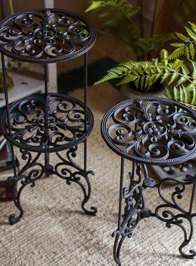 庭艺院园单客双层欧式铸铁架子厅落地式盆景架置VGT物创意花阳台