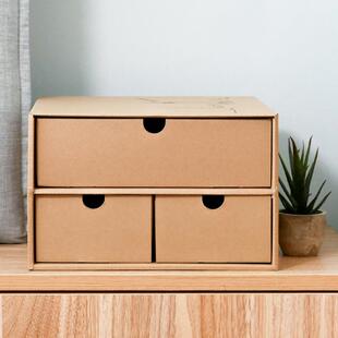 办公室桌面牛皮纸收纳盒抽屉式整理盒学生寝室文件书本收纳神器箱
