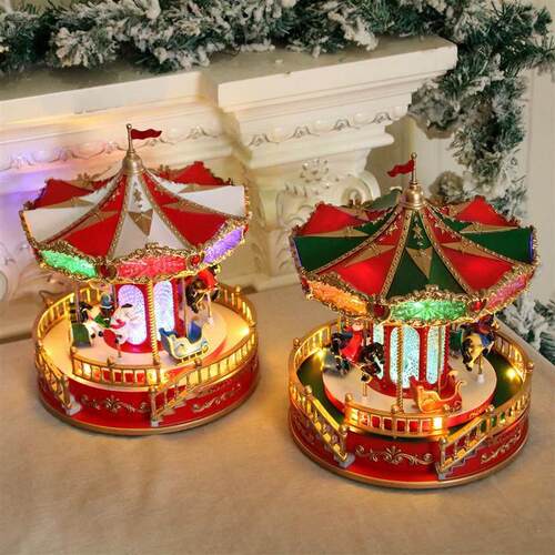 Rotating carousel Christmas gifts, presents and decorations