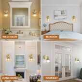 充电壁灯复古黄铜玻璃简约卧室床头过道灯七彩遥控氛围背景墙灯具