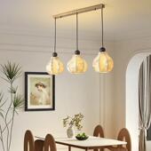 法式 高档餐厅吧台前台茶室卧室布艺小吊灯 中古风餐厅3头吊灯美式