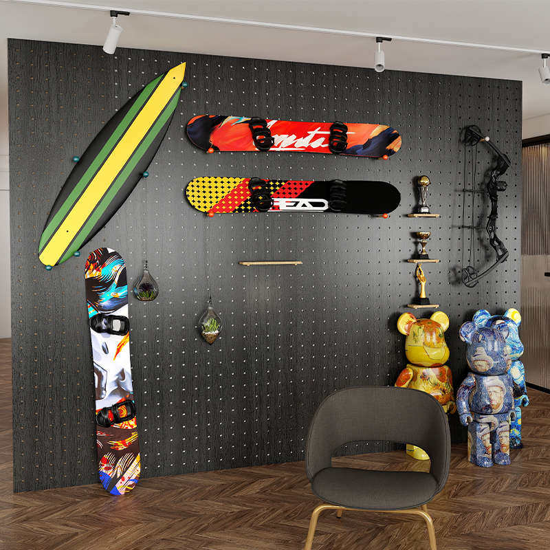 木目iwood 黑色满墙洞洞板置物架 定制滑雪滑板运动装备墙上收纳
