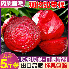 2023新鲜现挖甜菜根5斤蔬菜，打汁根红甜菜头，当季农家自种整箱1