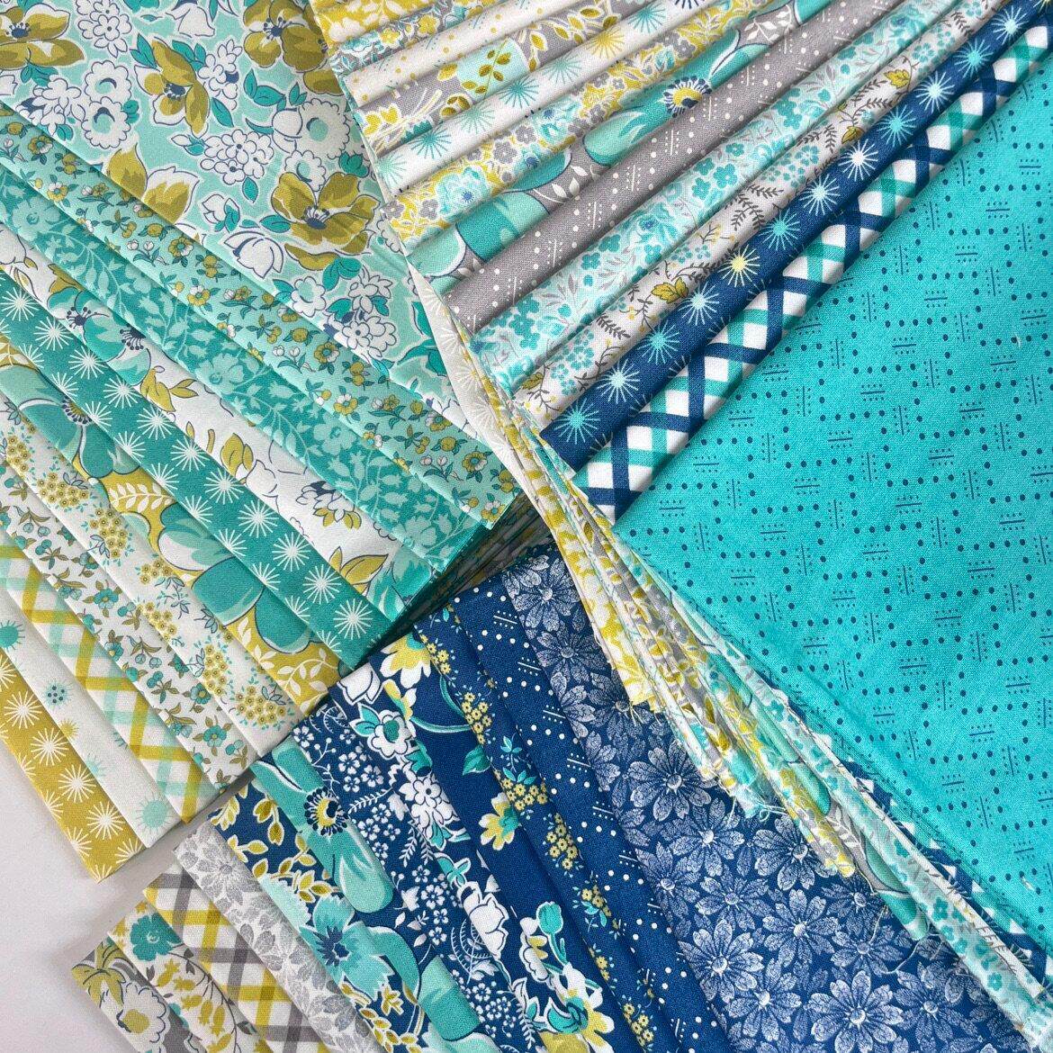 c11春花蓝黄15moda韩国进口拼布被纯棉平纹面料手工diy布组壁饰b8