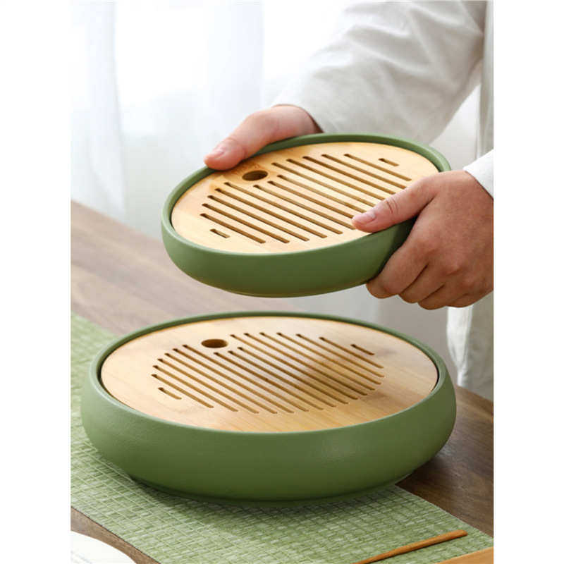 陶瓷茶盘干泡家用高档精致高颜值新中式复古圆形创意蓄水茶盘批发,餐饮具,茶盘,淘宝优惠券,粉丝福利购,淘宝优惠卷