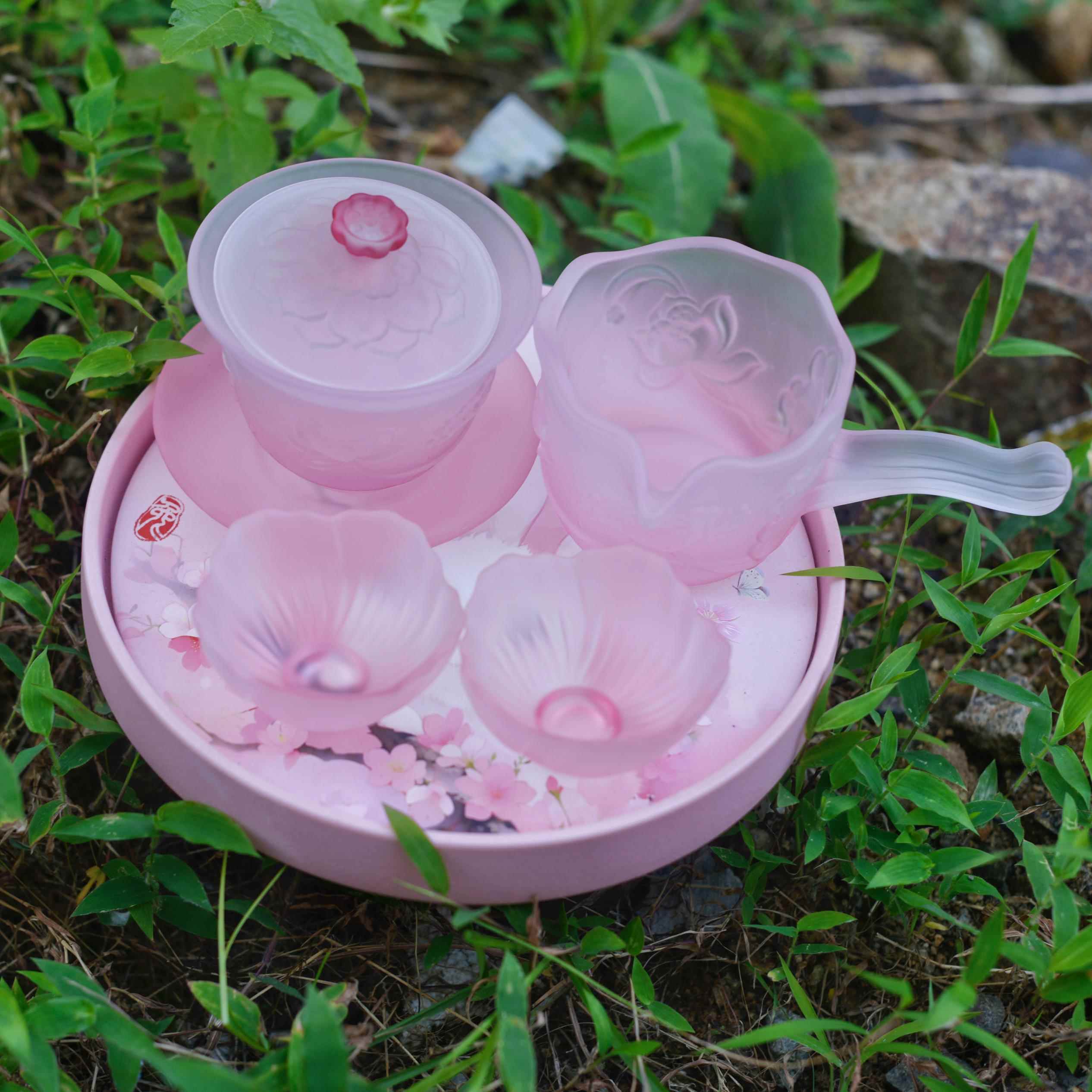 冰冻琉璃烧莲花盖碗茶杯新款女士功夫茶具套装高颜值茶器泡茶