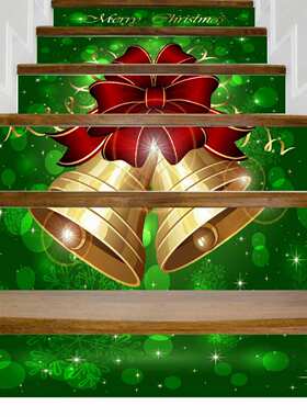 圣诞节新款居家装饰3D楼梯贴纸自粘高清台阶地贴可移墙贴LT045