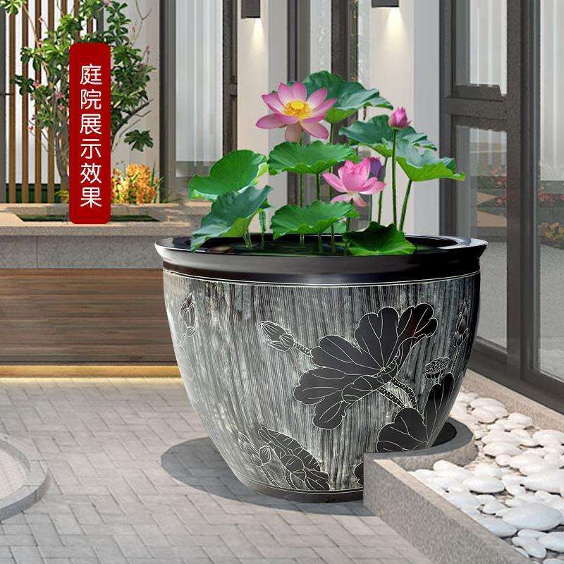 室外庭院种树缸景德镇陶瓷大缸锦鲤荷花睡莲养鱼缸仿古大水缸