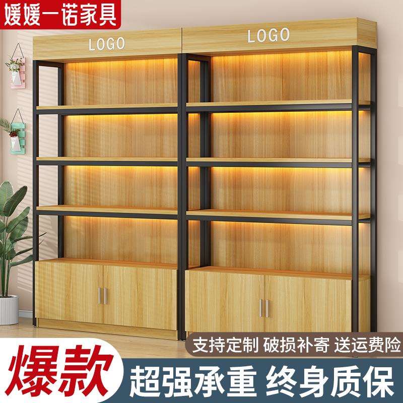 货架展示柜钢木置物架可调节陈列架落地简易超市多层收纳储物柜子