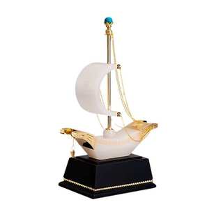 一帆风顺玉石摆件玉石玉器雕刻创意工艺品白玉印章挂件家居装饰