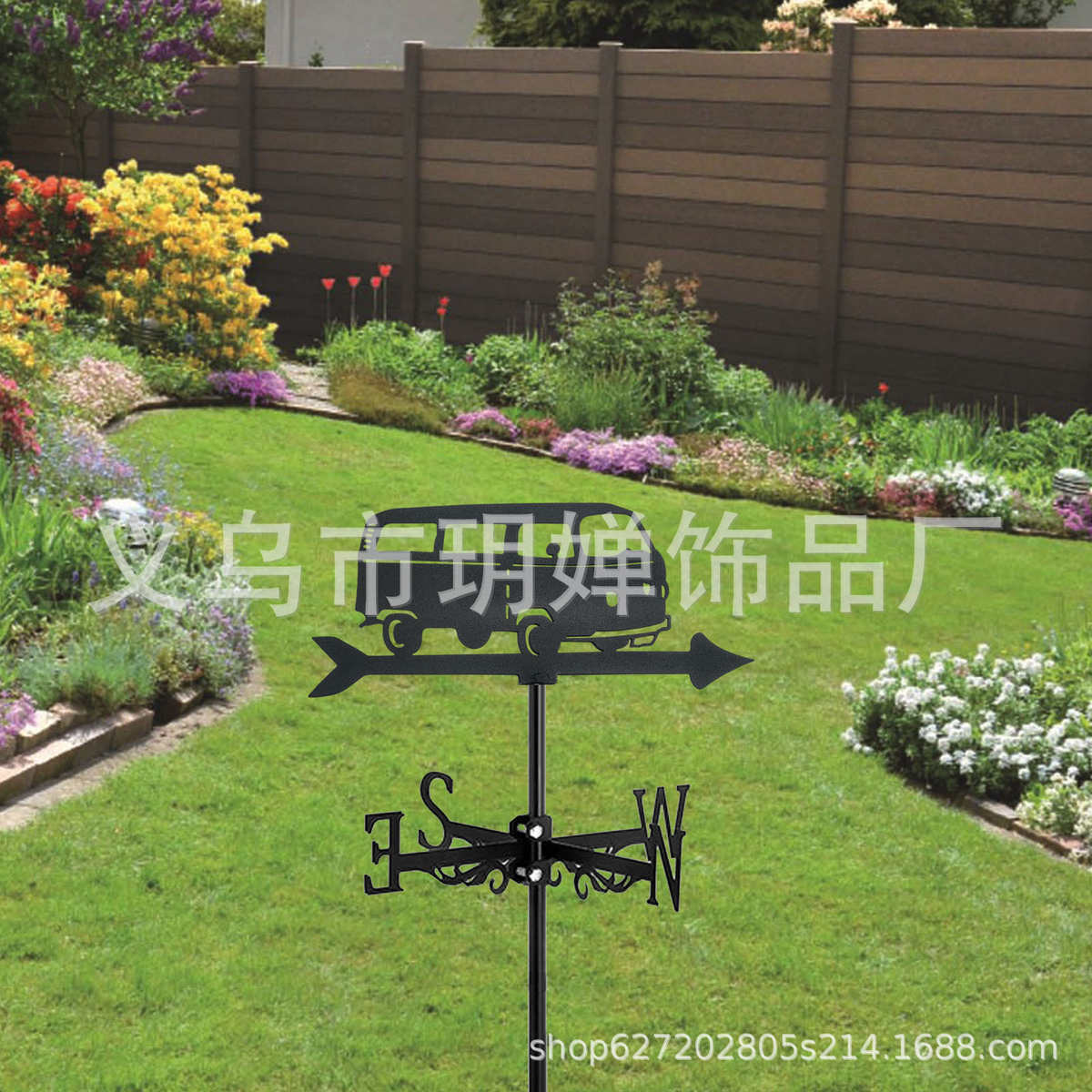 插件工艺品屋顶批发新款装饰品指示器花园欧美校车风向标金属