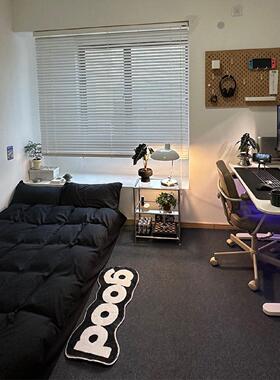 黑灰色电竞房满铺地毯卧室租房改造办公室纯色地垫隔音可裁剪垫子